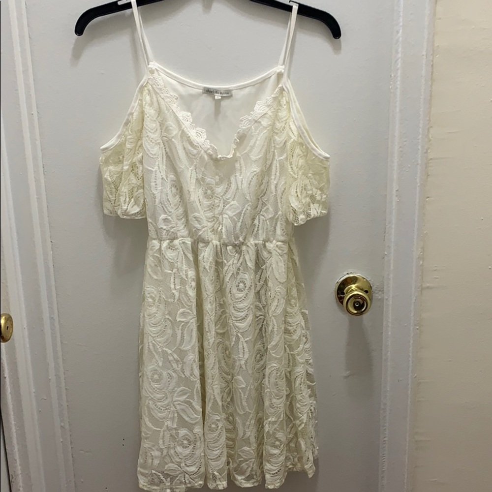 White off shoulder strap dress